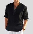 Men's Linen Henley Shirt Long Sleeves