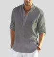 Men's Linen Henley Shirt Long Sleeves