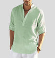 Men's Linen Henley Shirt Long Sleeves