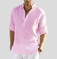 Men's Linen Henley Shirt Long Sleeves