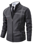 Men's Full-Zip Knit Cardigan Plaid Pattern