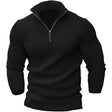 Men's Quarter Zip Knit Sweater Ribbed Texture