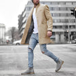 Men's Long Wool Coat Stand Collar