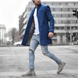 Men's Long Wool Coat Stand Collar