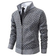 Men's Knit Zip Cardigan Diamond Pattern