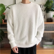 Men's Fuzzy Knit Sweater Crew Neck
