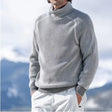 Men's Cashmere Turtleneck Sweater Ribbed Knit