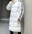 Men's Long Puffer Jacket Hooded Striped Sleeves