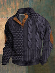 Men's Cable Knit Sweater Elbow Patches