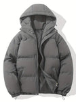 Men's Puffer Jacket Hooded Drawstring Hem