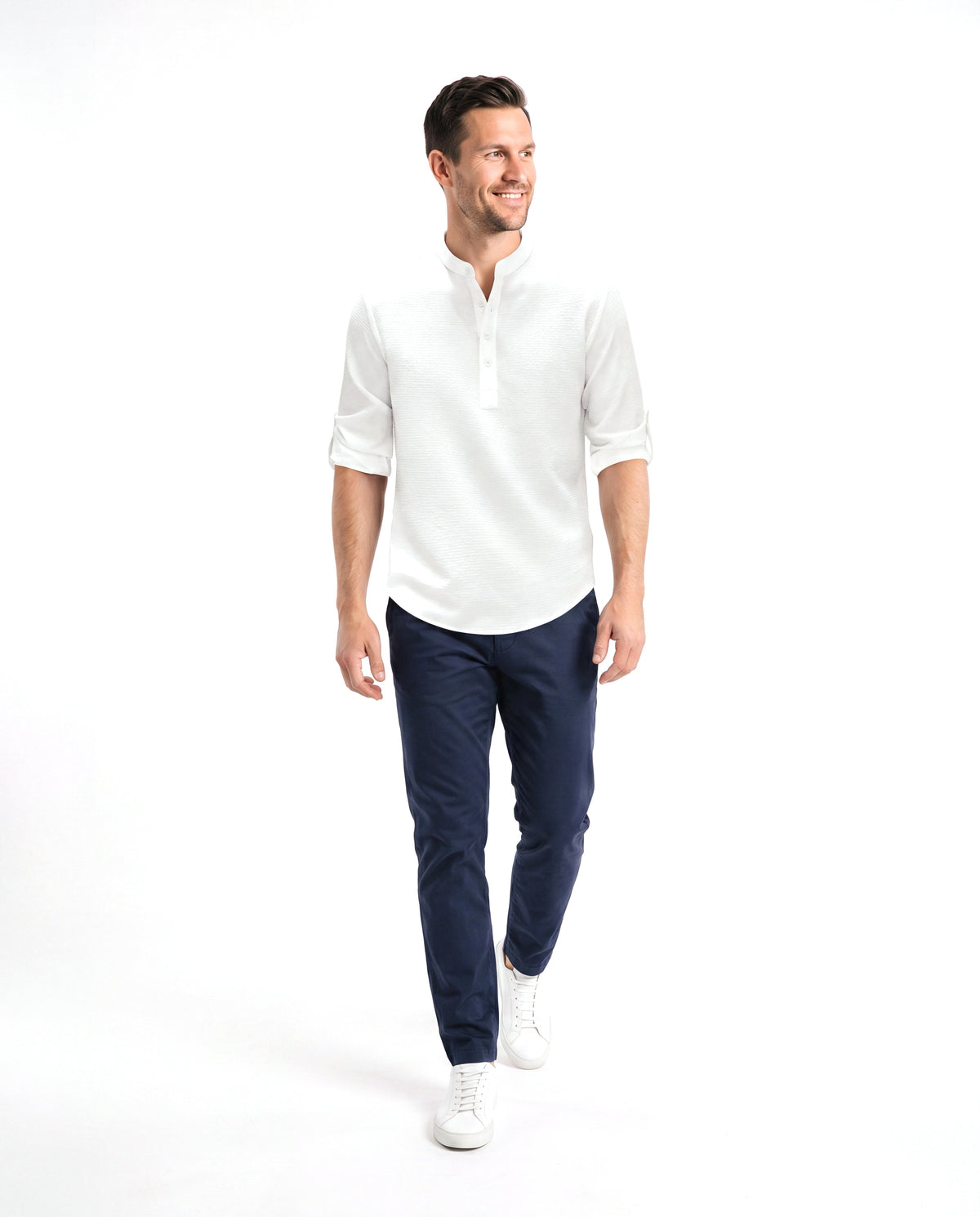 Adrian | Casual Mandarin-Collar Linen Shirt - Valereo