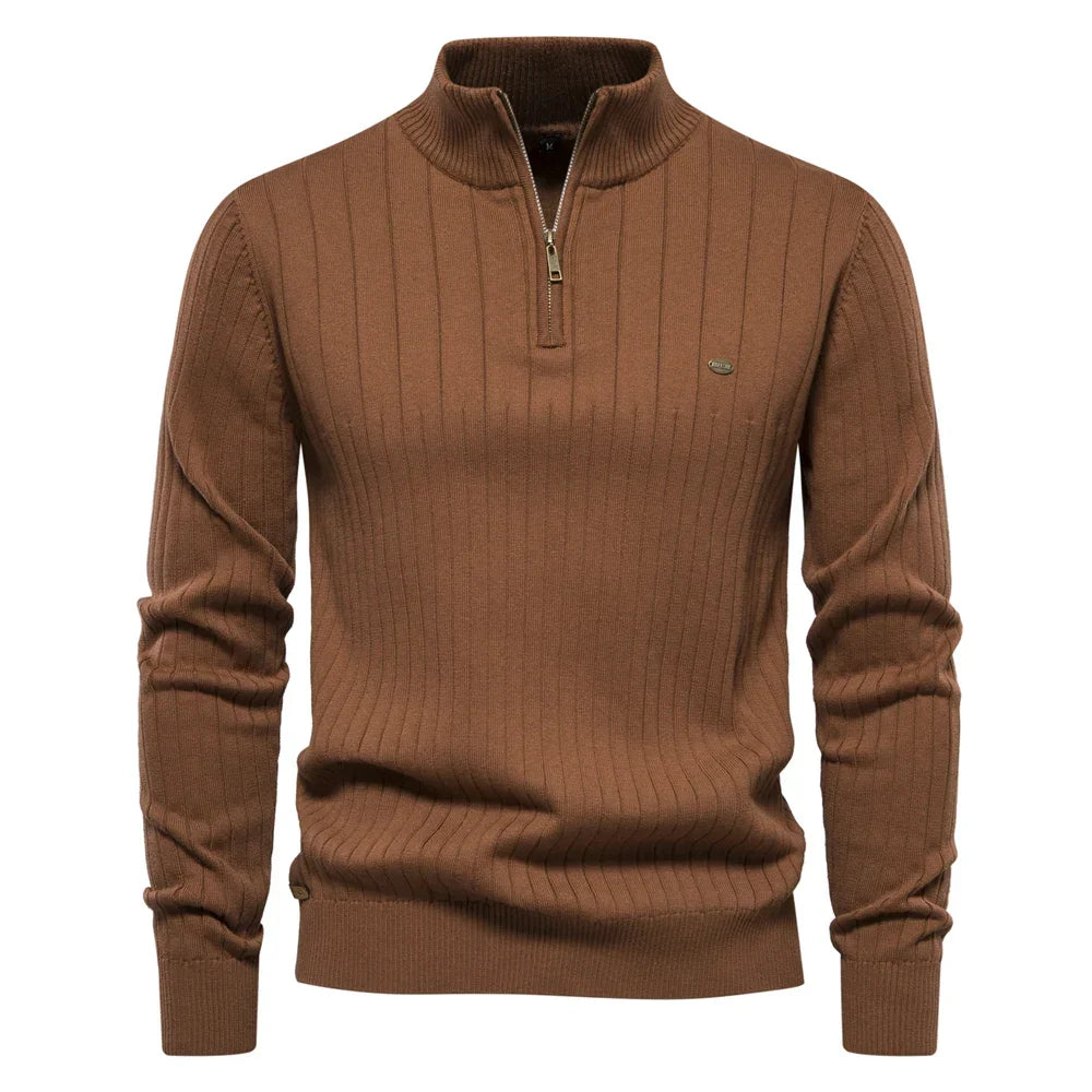 Adrian | Classic Ribbed Quarter-Zip Sweater - Valereo