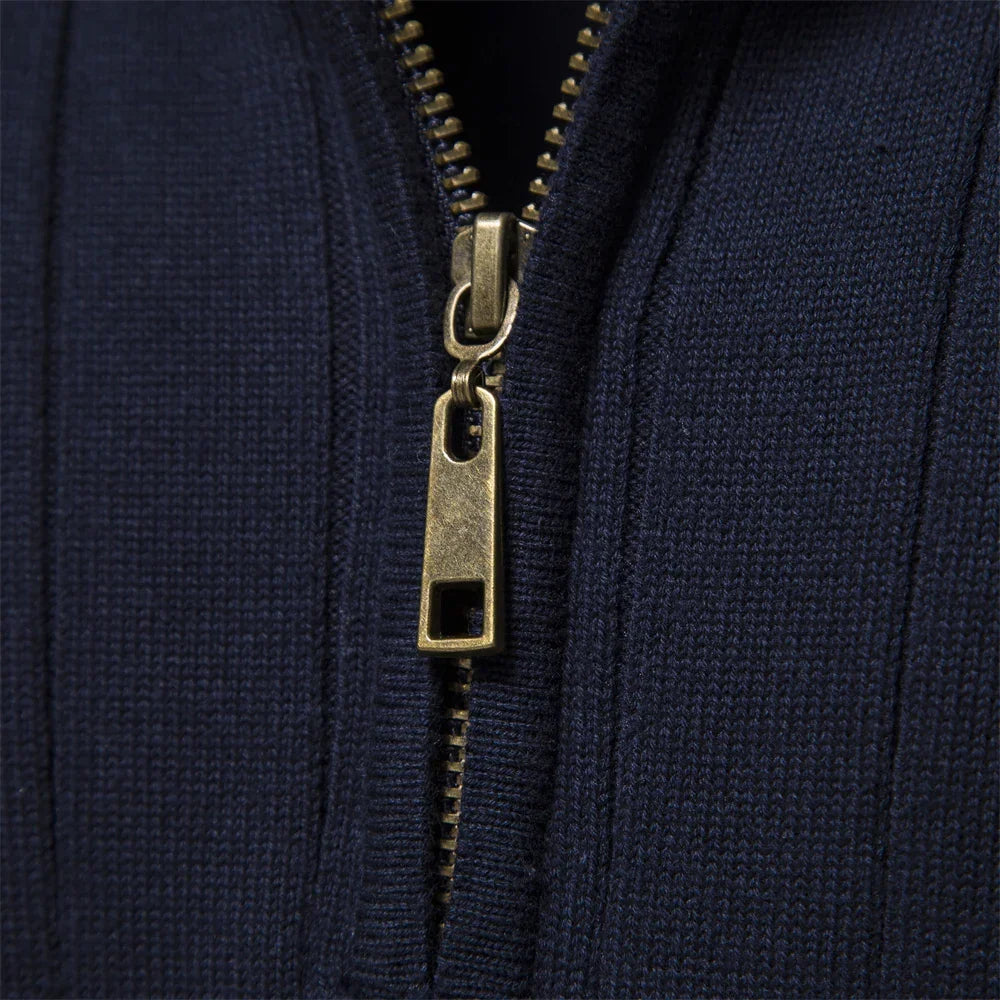 Adrian | Classic Ribbed Quarter-Zip Sweater - Valereo