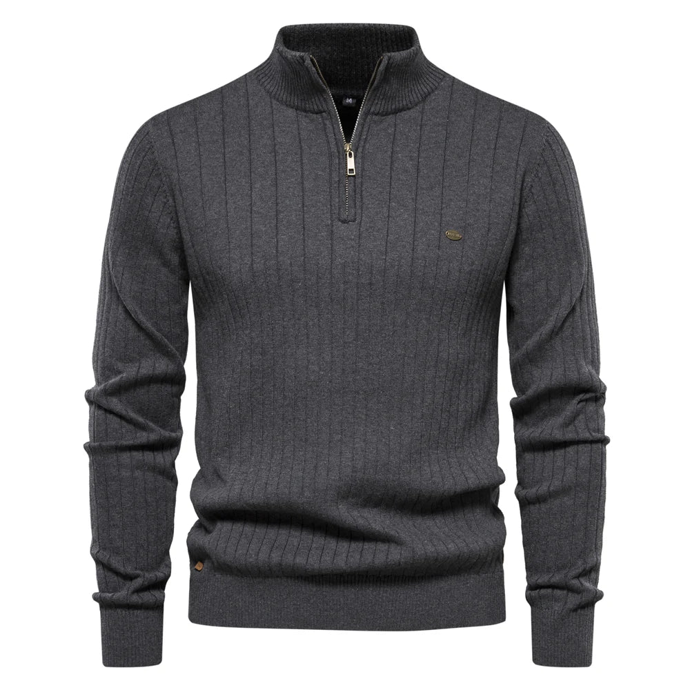 Adrian | Classic Ribbed Quarter-Zip Sweater - Valereo