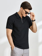 Adrian | Modern Zip-Up Ribbed Polo Shirt - Valereo