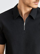 Adrian | Modern Zip-Up Ribbed Polo Shirt - Valereo