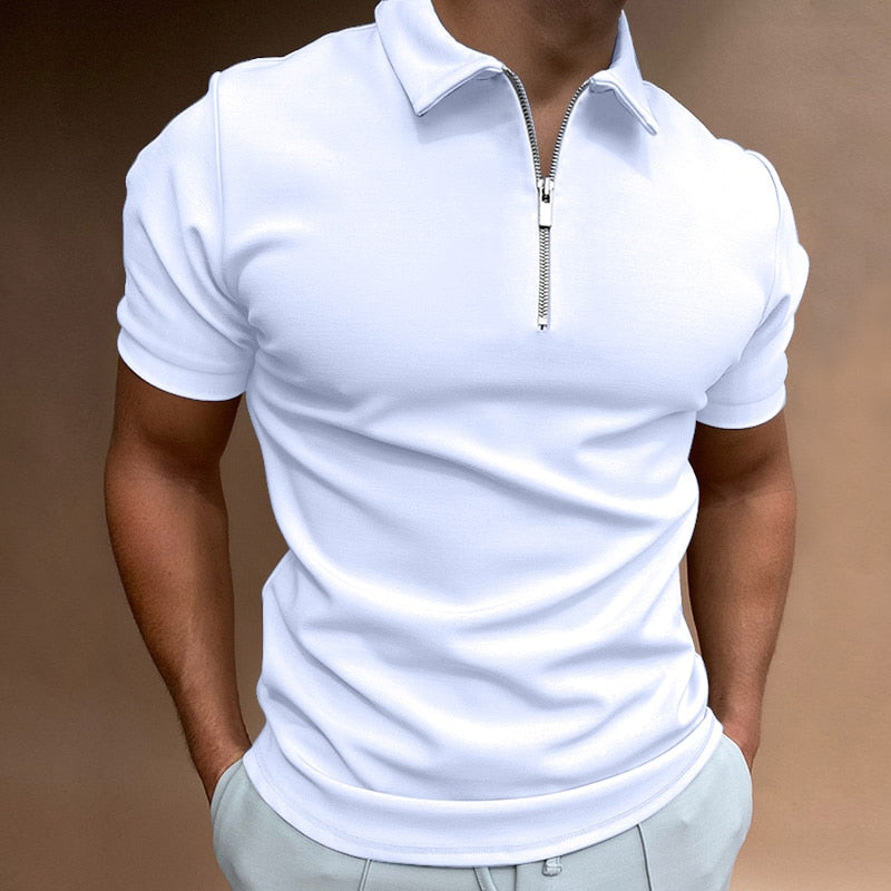 Adrian | Modern Zip-Up Ribbed Polo Shirt - Valereo