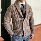 Adrian | Refined Shawl Collar Cable-Knit Cardigan - Valereo