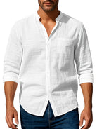 Andrew | Breathable Linen Band-Collar Shirt - Valereo