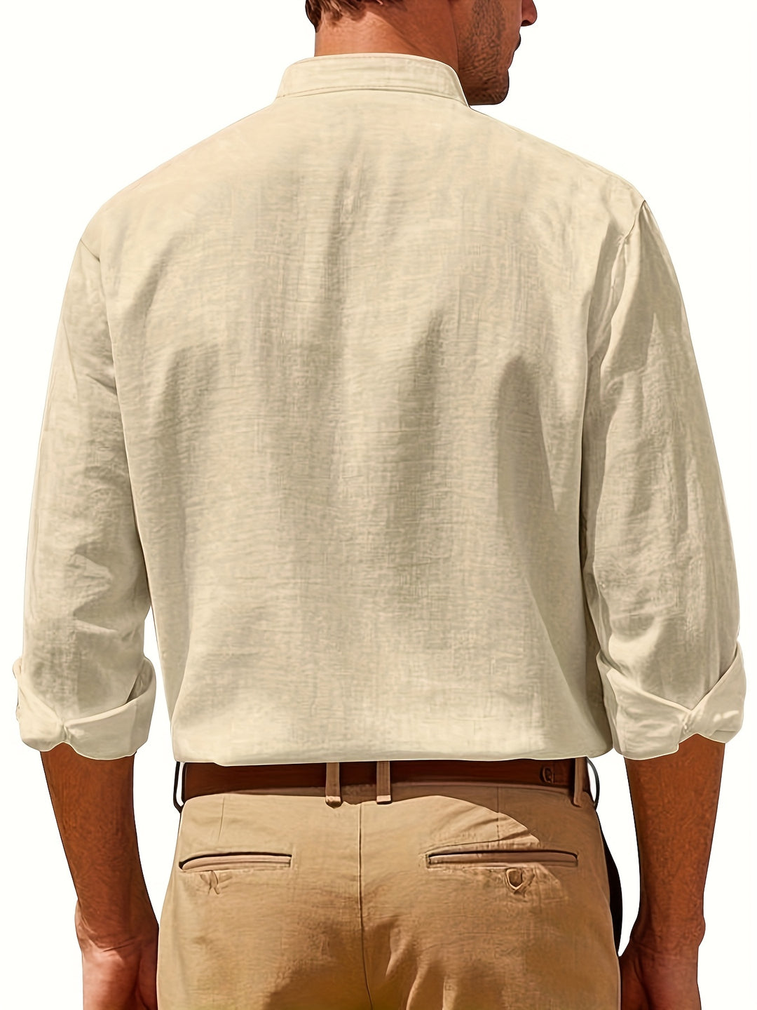 Andrew | Breathable Linen Band-Collar Shirt - Valereo