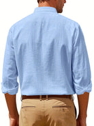 Andrew | Breathable Linen Band-Collar Shirt - Valereo
