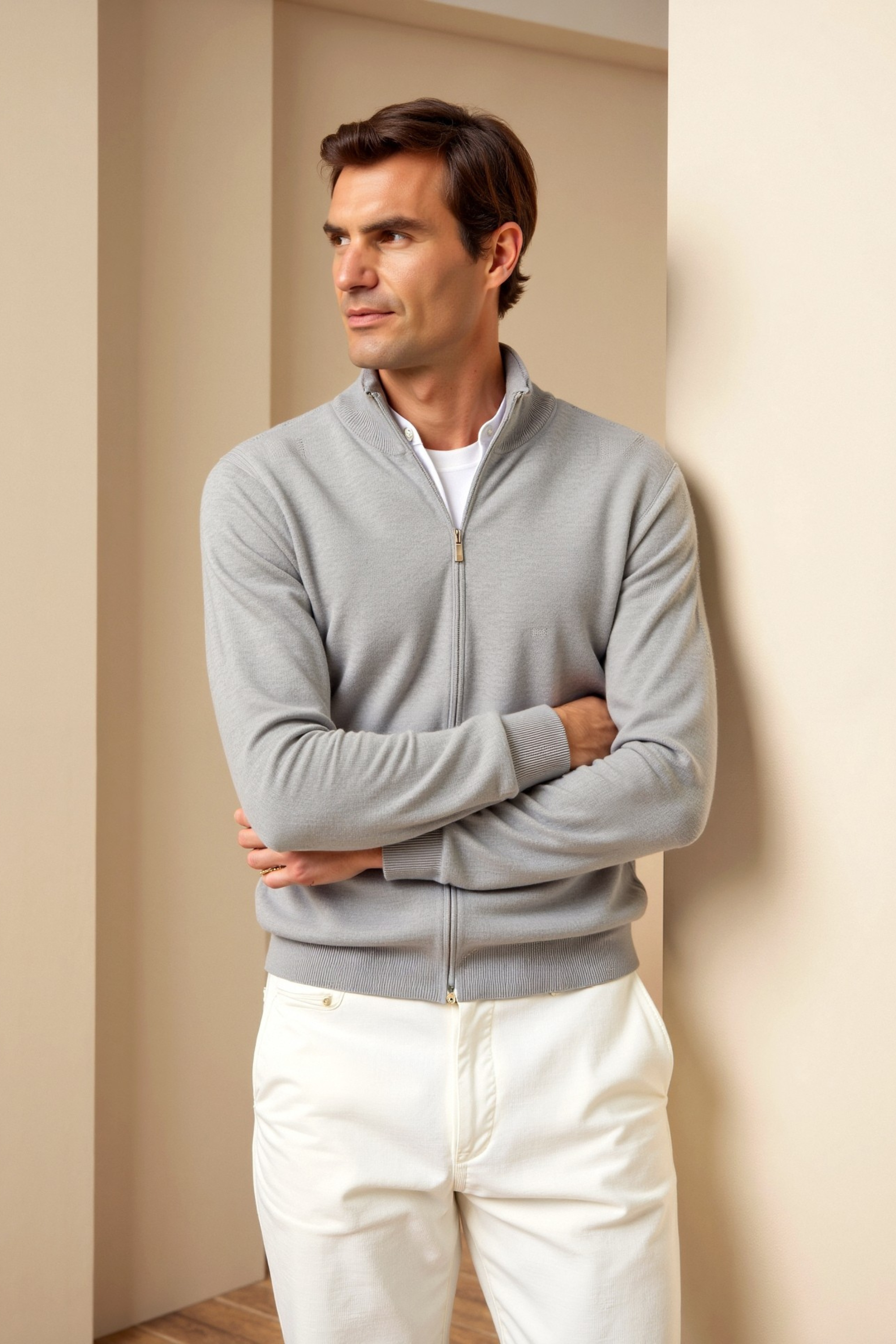 Andrew | Modern Full-Zip Knit Cardigan - Valereo