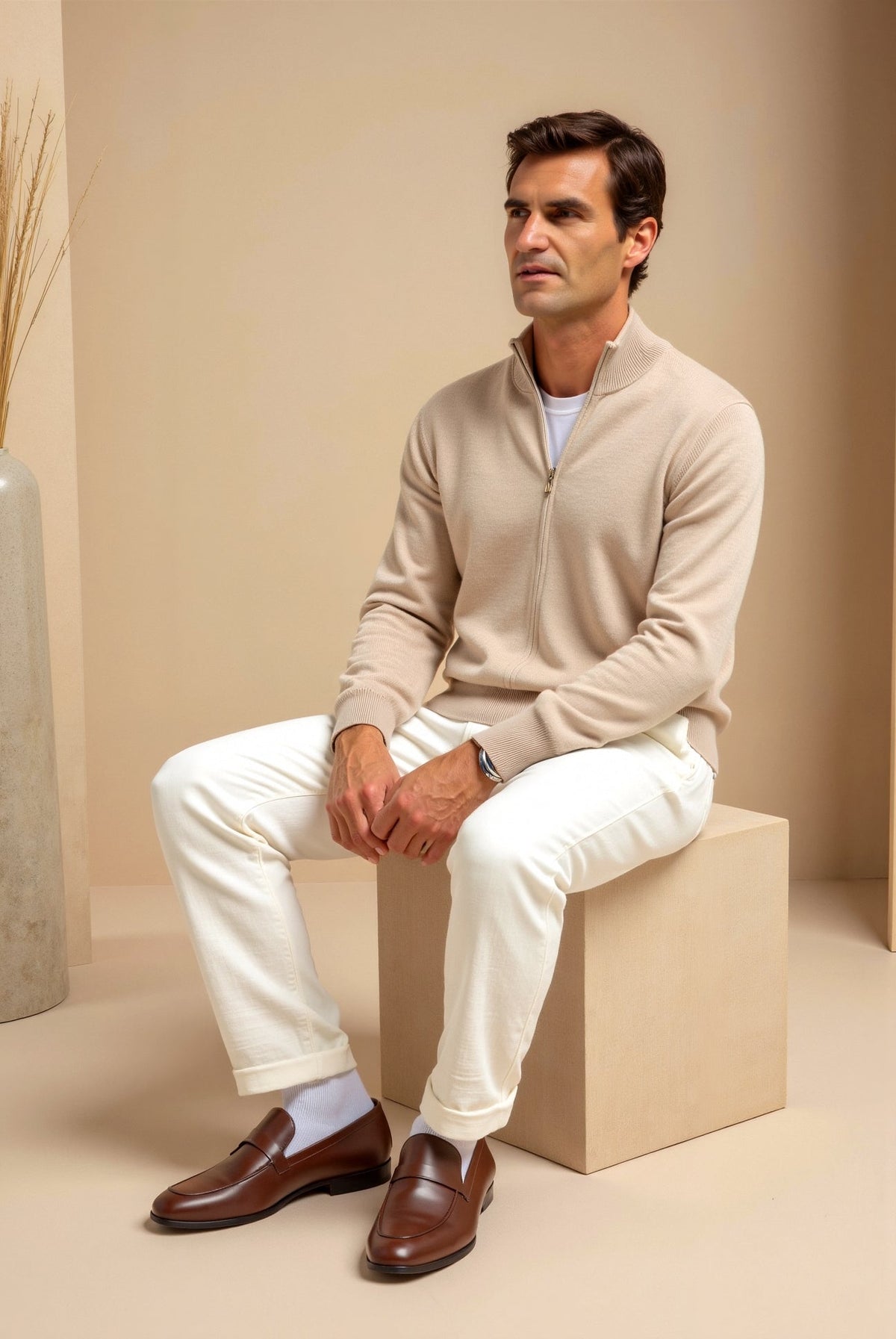 Andrew | Modern Full-Zip Knit Cardigan - Valereo