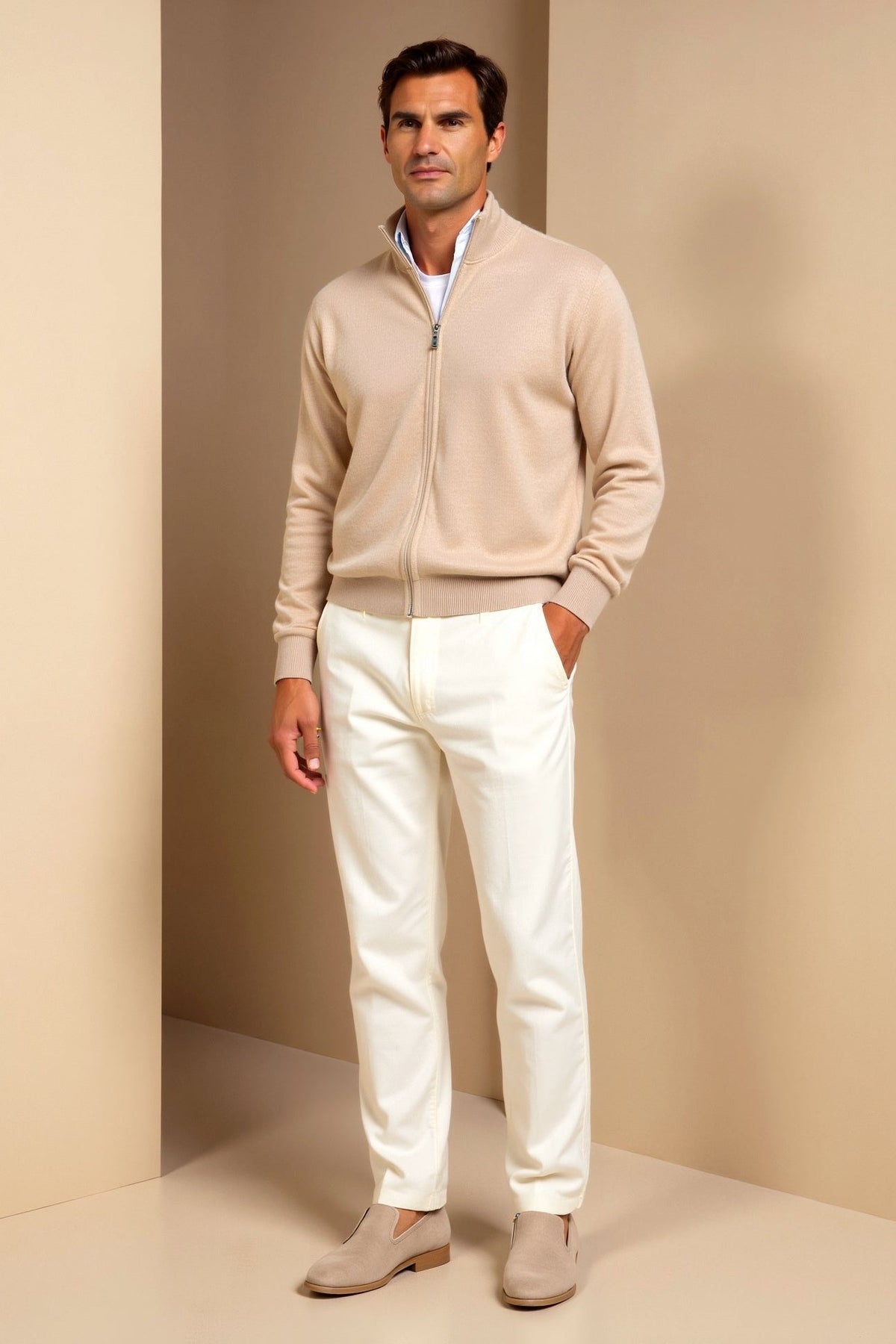 Andrew | Modern Full-Zip Knit Cardigan - Valereo