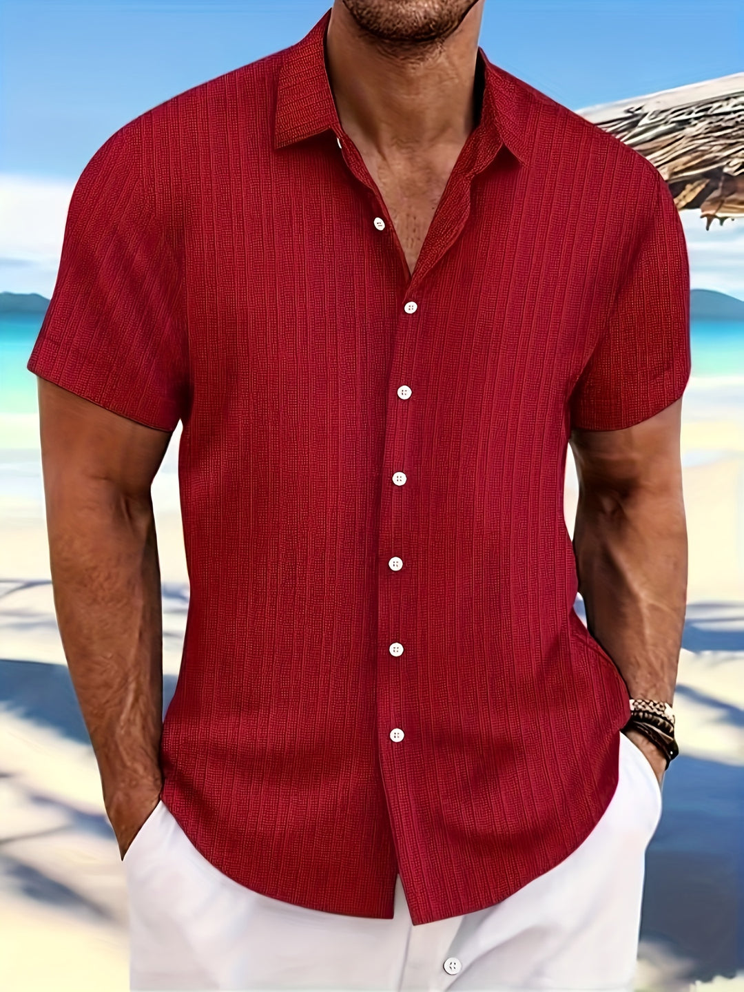 Anthony | Breathable Textured Button-Up Shirt - Valereo
