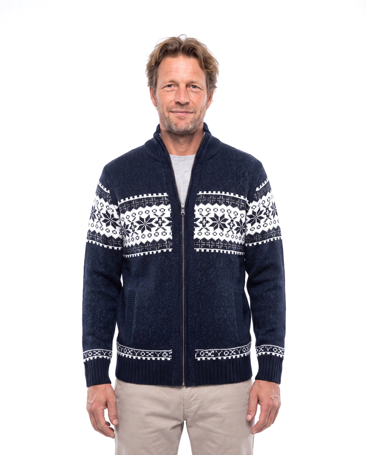 Anthony | Cozy Fair Isle Zip Cardigan - Valereo
