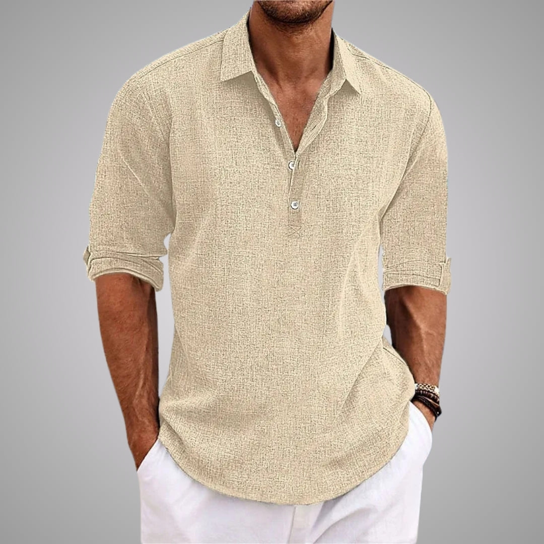 Anthony | Relaxed Linen Popover Shirt - Valereo