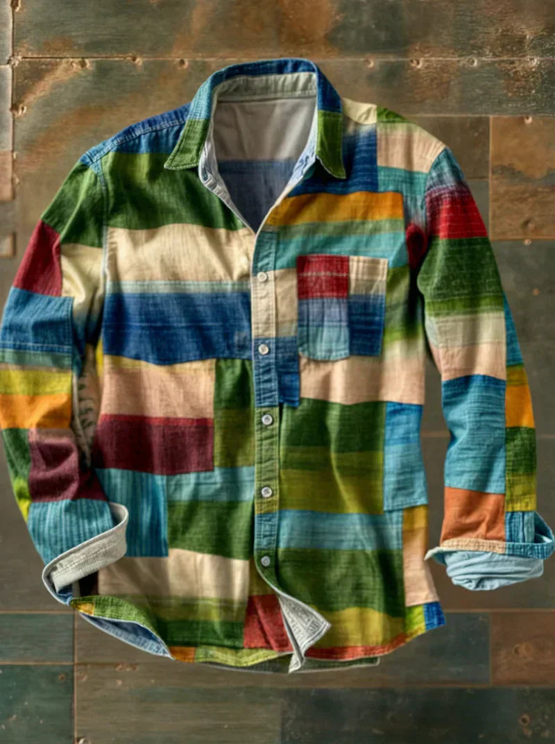 Anthony | Stylish Patchwork Cotton Shirt - Valereo
