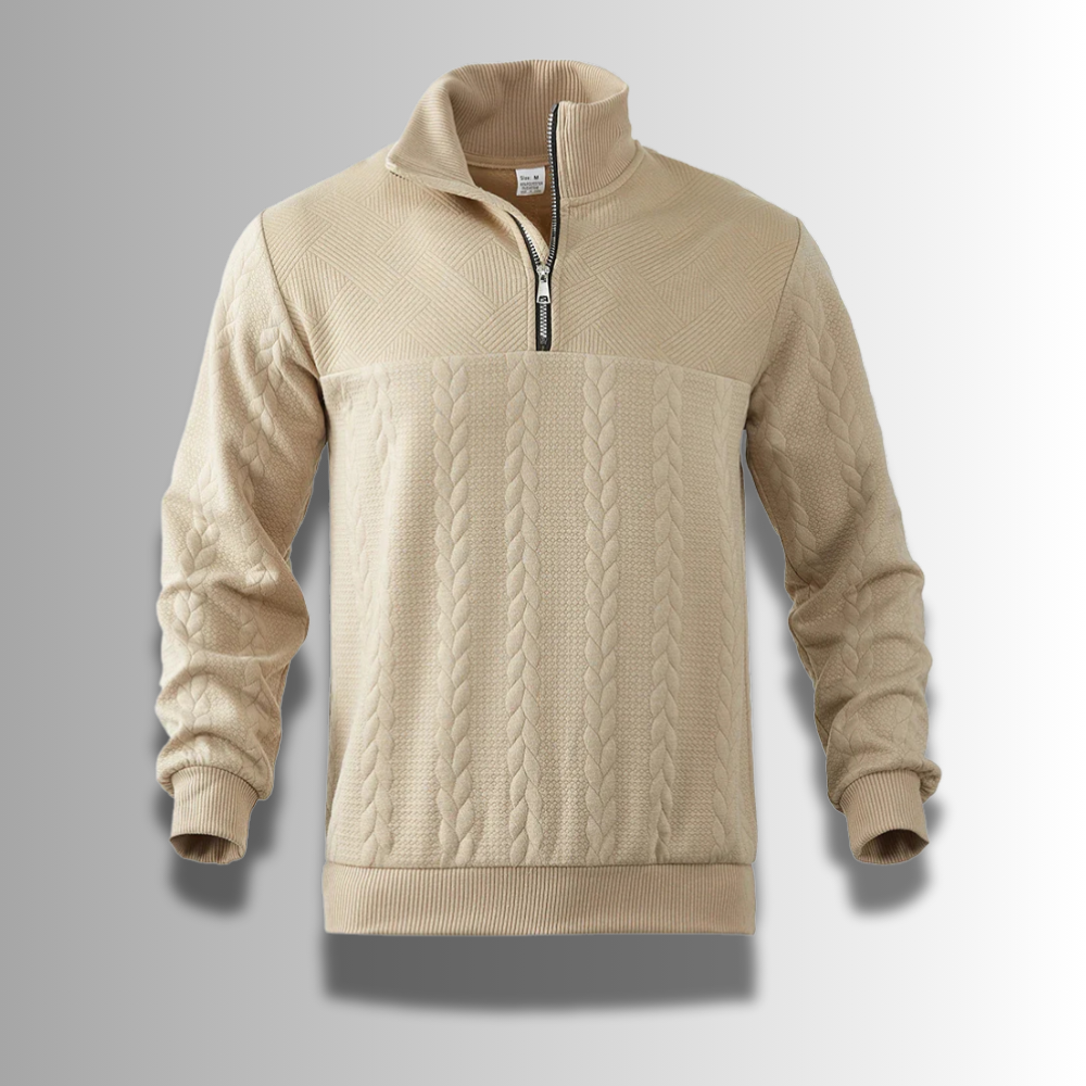 Austin | Classic Cable Knit Quarter-Zip Sweater - Valereo