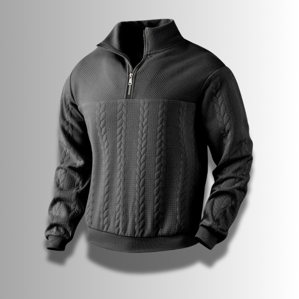 Austin | Classic Cable Knit Quarter-Zip Sweater - Valereo