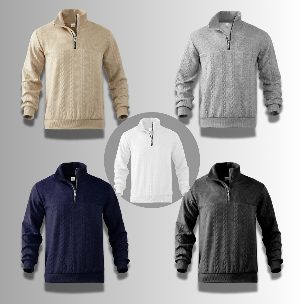 Austin | Classic Cable Knit Quarter-Zip Sweater - Valereo