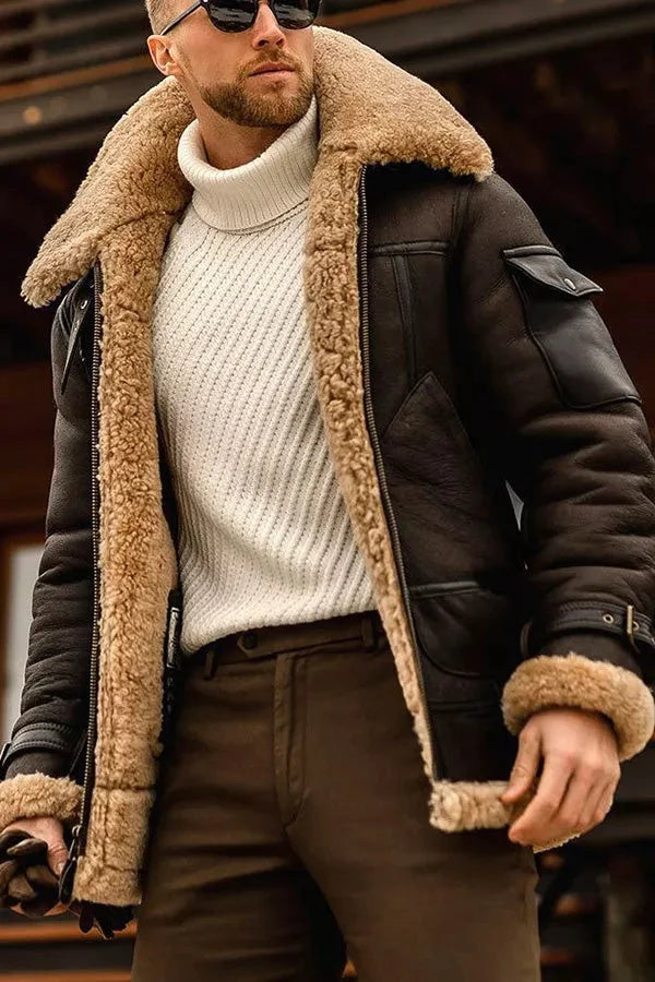 Austin | Premium Shearling Aviator Jacket - Valereo