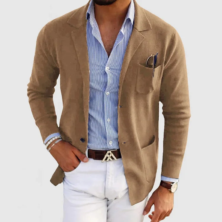 Austin | Refined Knit Notch-Lapel Cardigan - Valereo