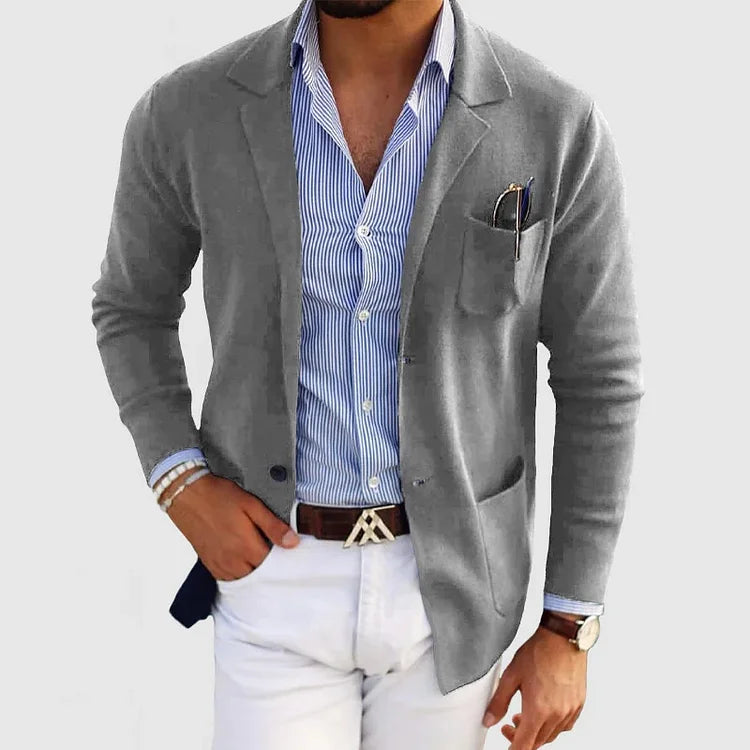 Austin | Refined Knit Notch-Lapel Cardigan - Valereo