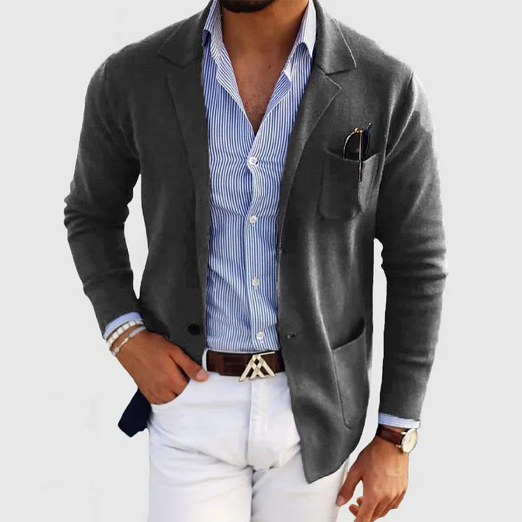 Austin | Refined Knit Notch-Lapel Cardigan - Valereo