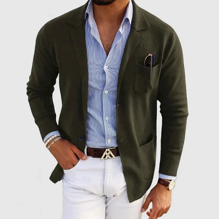 Austin | Refined Knit Notch-Lapel Cardigan - Valereo