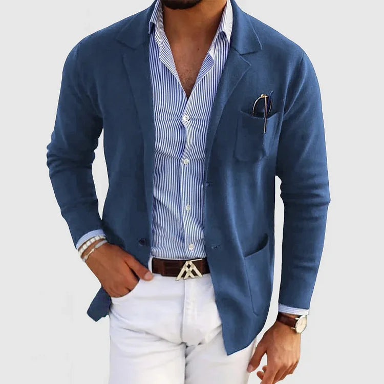 Austin | Refined Knit Notch-Lapel Cardigan - Valereo
