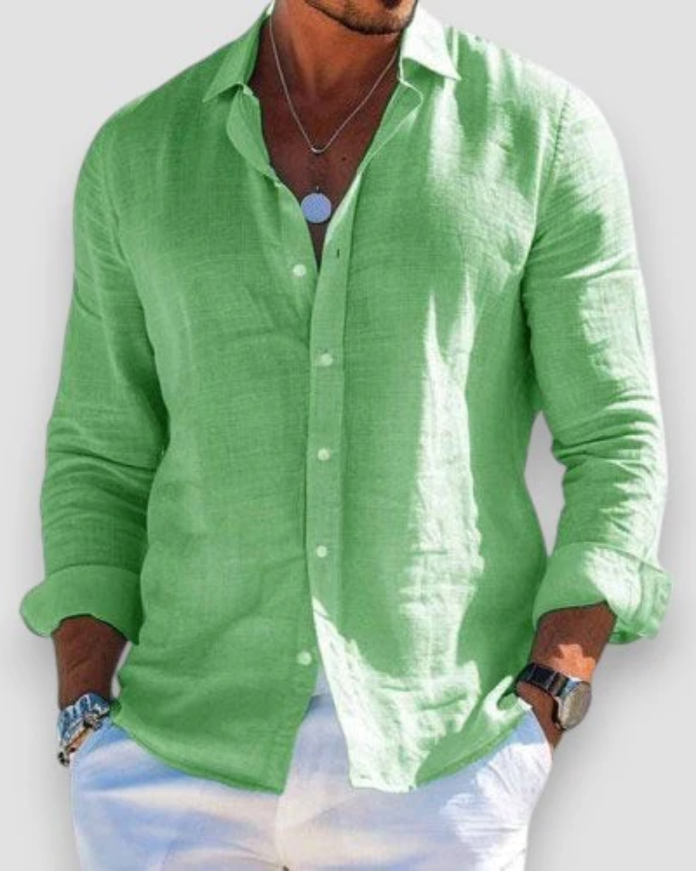 Austin | Relaxed Linen Button-Up Shirt - Valereo