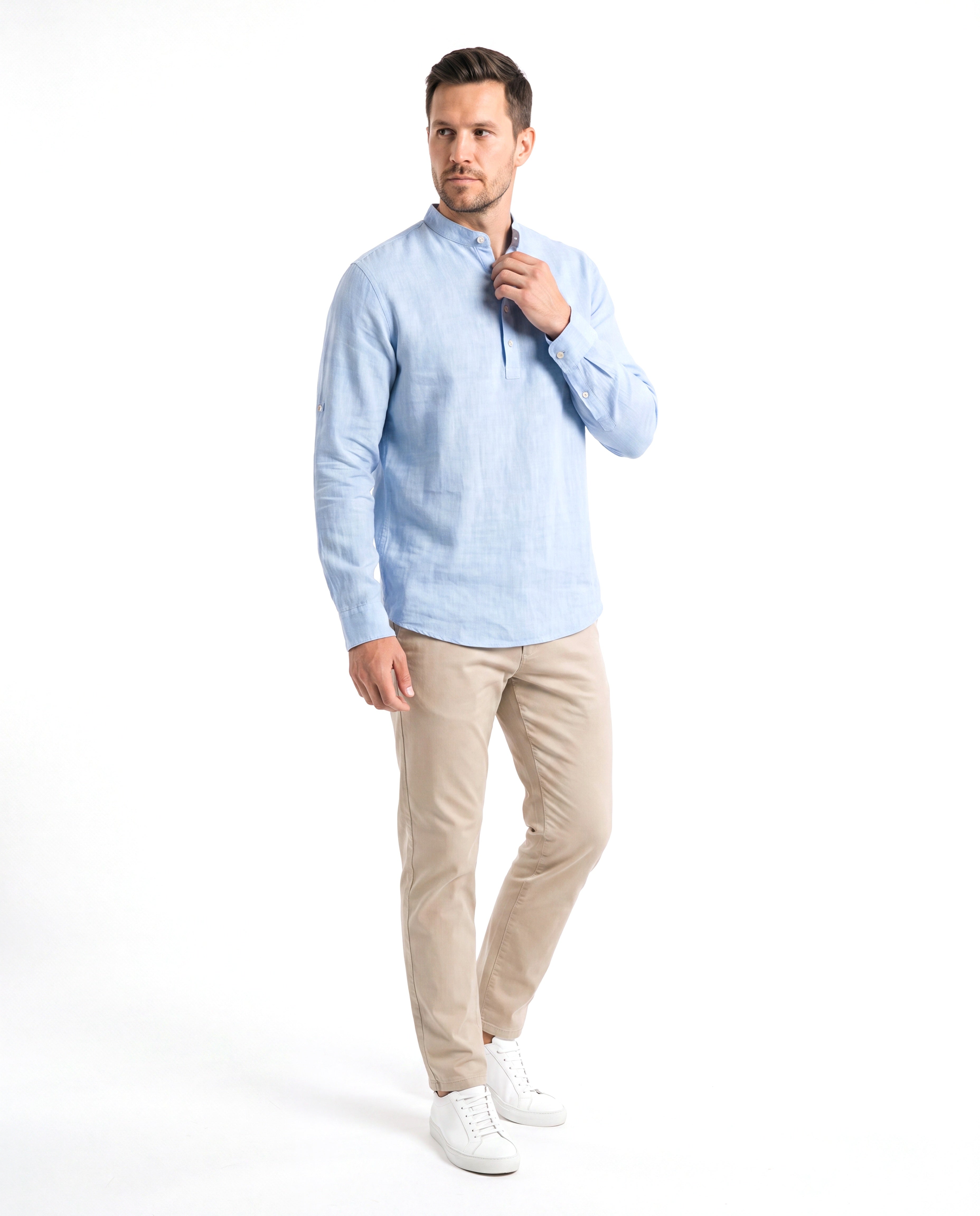 Men's Linen Shirt with Reinforced Cuffs