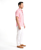 Men's Short-Sleeve Linen Shirt with Chest Pocket