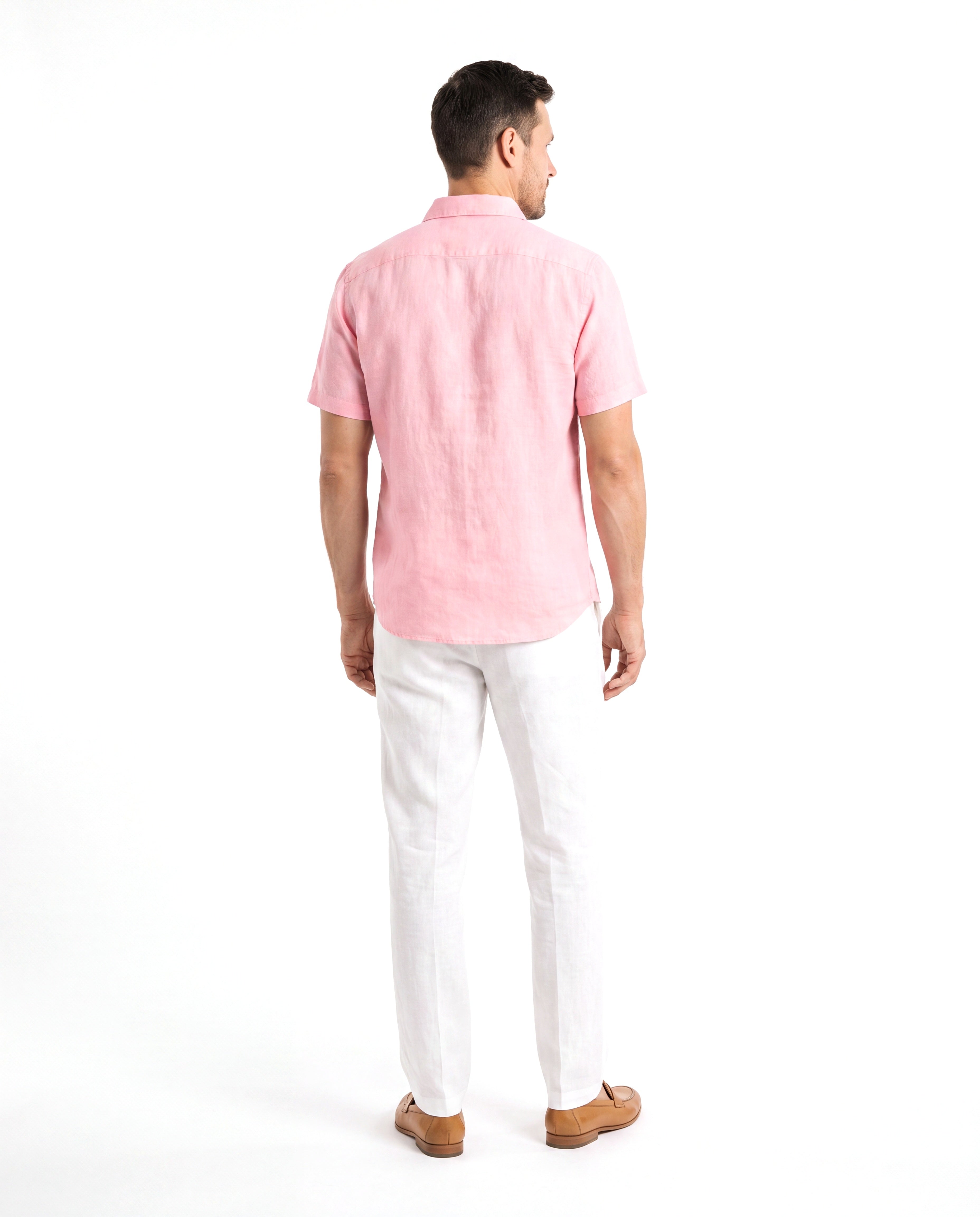 Men's Short-Sleeve Linen Shirt with Chest Pocket