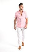 Men's Short-Sleeve Linen Shirt with Chest Pocket