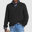 Men's Quarter Zip Knit Sweater Ribbed Mock Neck