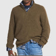 Men's Quarter Zip Knit Sweater Ribbed Mock Neck