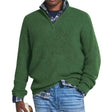 Men's Quarter Zip Knit Sweater Ribbed Mock Neck
