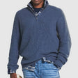 Men's Quarter Zip Knit Sweater Ribbed Mock Neck